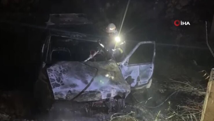 Burdur’da köprüden uçan araba yanarak kül oldu: Şoför son anda kurtarıldı