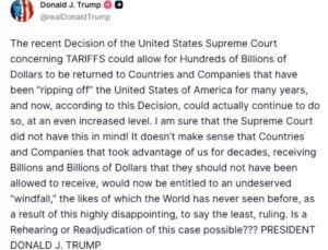 Trump’tan Yüksek Mahkeme’ye Gümrük Vergisi Reaksiyonu