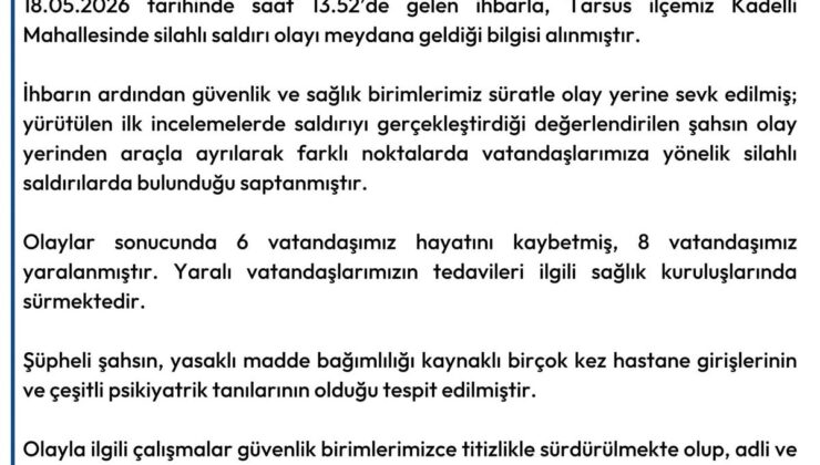 Tarsus’taki Silahlı Hücumda 6 Meyyit, 8 Yaralı